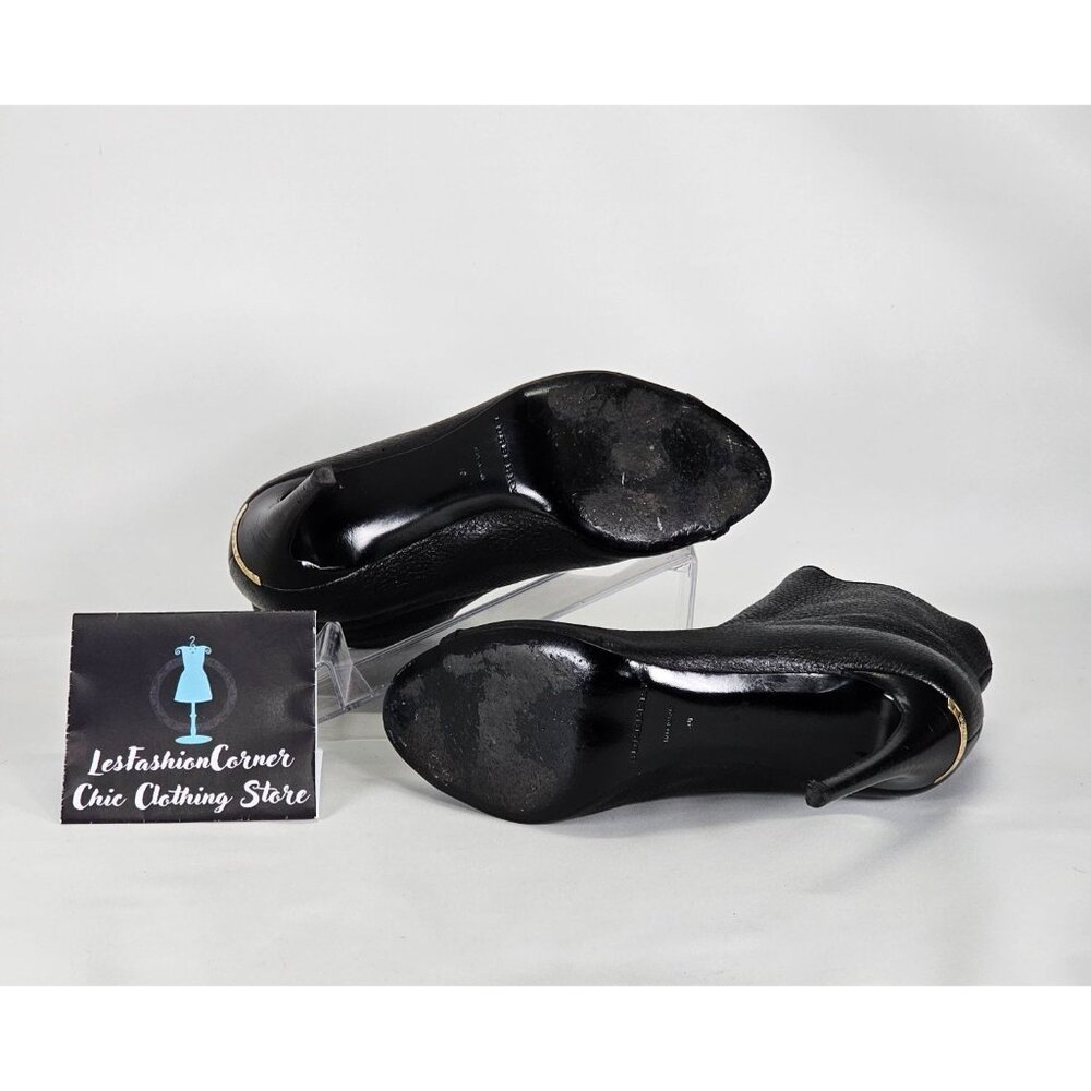 Burberry Women's Grained Black Leather Peep Toe Ankle Booties Size 9.5 (40) 141 - Picture 12 of 16